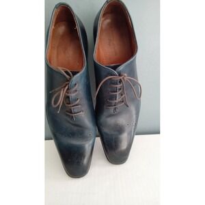 Massimo Foscati Mens Blue Leather Oxford Dress Shoes Made in Italy Size 11.5 M